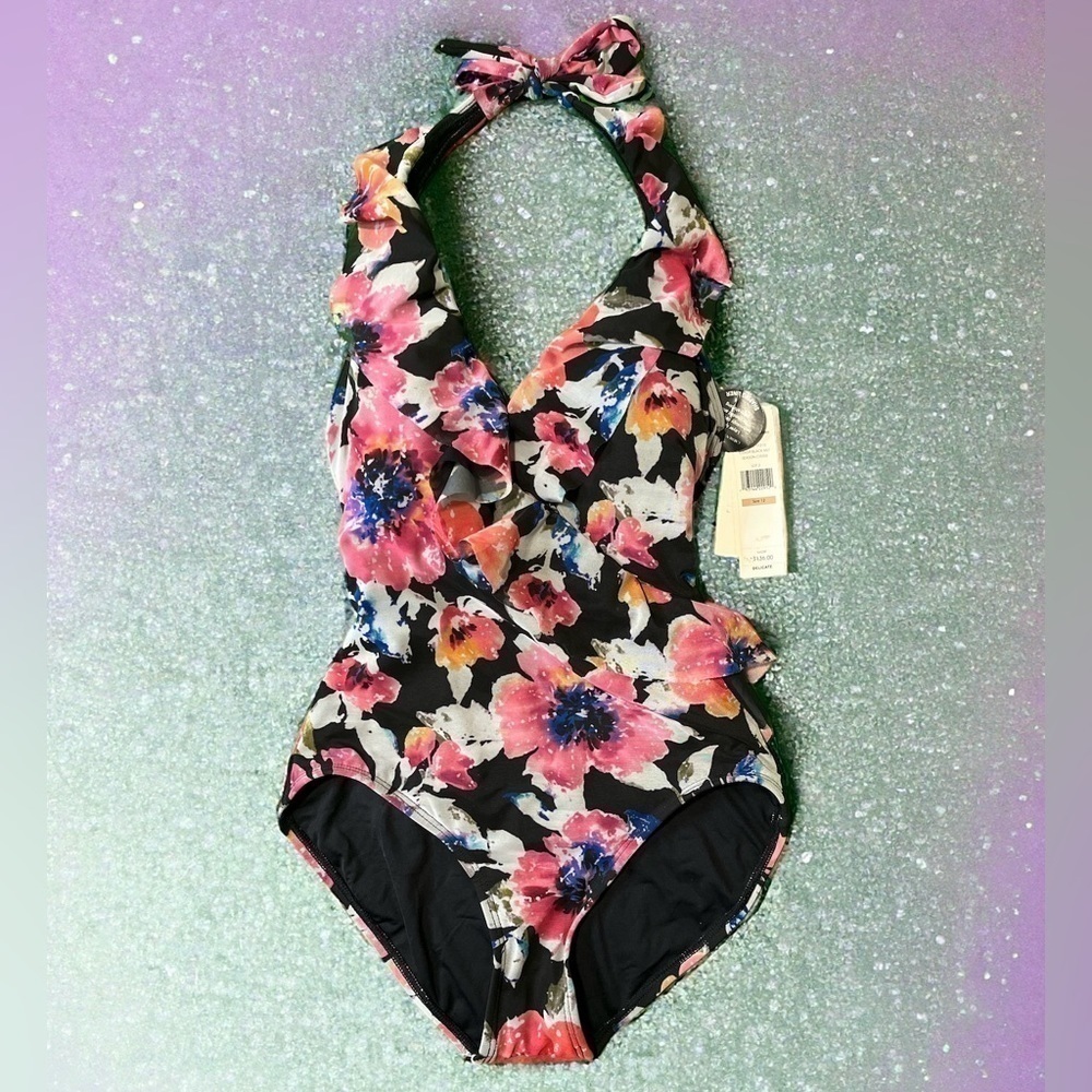 Carmen Marc Valvo One Piece Floral Swimsuit NWT